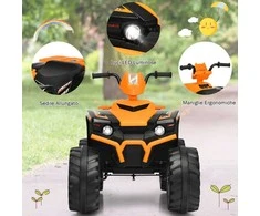 Promotions Elektrinis keturratis vaikams, 104x67x74 cm, oranžinis, su akumuliatoriumi