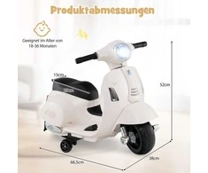 Promotions Elektrinis motociklas, Vespa vaikams licencijuotas, 6V, baltas