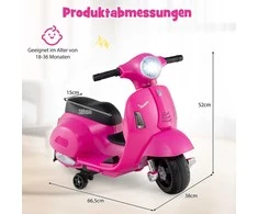 Promotions Elektrinis vaikų motociklas, licencijuota Vespa, 6V, rožinė