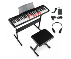 Promotions Elektrinis pianinas, 90.5x23x5.5 cm, juodas, reguliuojamas stovas