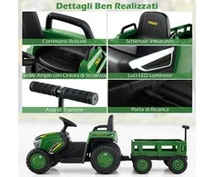 Promotions Elektrinis traktoriaus žaislas, 144x52x53 cm, žalias, maitinamas baterijomis