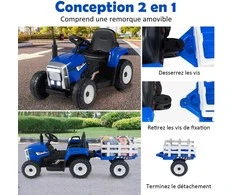 Promotions Elektrinis traktorius vaikams, 3 greičiai, LED žibintai, USB, Bluetooth, mėlynas