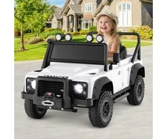 Promotions Elektrinis vaikiškas automobilis, Land Rover Defender, balta