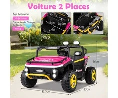 Promotions Elektrinis vaikiškas automobilis, 133x83.5x76 cm, rožinis, metalinis rėmas