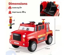 Promotions Elektrinis vaikiškas gaisrinės automobilis, 110x59x65 cm, raudonas