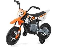 Promotions Elektrinis vaikų motociklas 107x56x70 cm oranžinis, su pagalbiniais ratukais