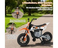 Promotions Elektrinis vaikų motociklas 107x56x70 cm oranžinis, su pagalbiniais ratukais