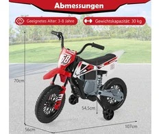 Promotions Elektrinis vaikų motociklas 107x56x70 cm raudonas, su amortizatoriais