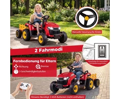 Promotions Elektrinis važiuojamas traktorius su priekaba 139x59x56 cm Raudonas Plastikas ir Metalas