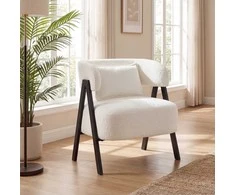 Promotions Fotelis 65x62x72,5 cm baltas, dirbtinio triušio kailio apmušalas