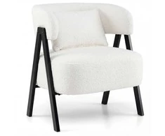 Promotions Fotelis 65x62x72,5 cm baltas, dirbtinio triušio kailio apmušalas