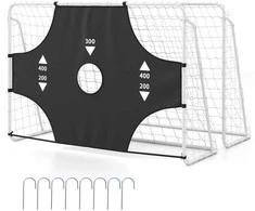 Promotions Futbolo vartai 215x77x152 cm balti, nuimama taikinio siena