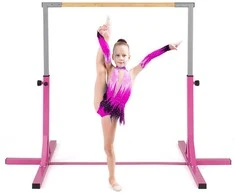 Promotions Gimnastikos skersinis 195x121x85-145 cm rožinis, reguliuojamas, metalas, bambukas