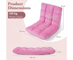 Promotions Grindų kėdė, 14 padėčių reguliuojama, sulankstoma atlošo kėdė, 98,5x49,5x14 cm, rožinė flanelė