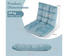 Promotions Grindų kėdė, 14 padėčių reguliuojamas atlošas, 98,5x49,5x14 cm, žalia flanelė