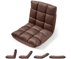 Promotions Grindų kėdė 14 pozicijų reguliuojama sulankstoma atlošiamas 98.5x49.5x14 cm rudos spalvos flanelė