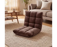 Promotions Grindų kėdė 14 pozicijų reguliuojama sulankstoma atlošiamas 98.5x49.5x14 cm rudos spalvos flanelė