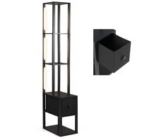 Pakabinamas šviestuvas Promotions Grindų lempa su šoniniu staliuku, 43.5x26.5x169 cm, juoda, su laikymo vieta