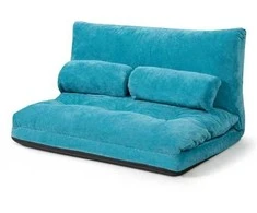 Promotions Grindų sofa-lova, 167x108x18 cm, mėlyna, reguliuojama veliūrinė