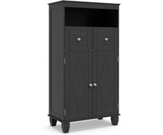 Promotions Grindų spintelė-organizatorius, 56x30x108 cm, juoda, masyvi mediena