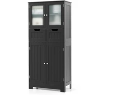 Promotions Grindų spintelė su 4 durimis ir 2 stalčiais 60x30x128 cm juoda
