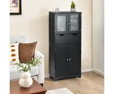 Promotions Grindų spintelė su 4 durimis ir 2 stalčiais 60x30x128 cm juoda