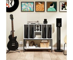 Promotions Įrašų leistuvo stovas, 6 skyrių vinilo laikymo stalas, baltas