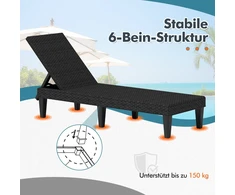 Promotions Gultas su komplektu 150x57x88 cm Juodas rotangas Reguliuojamas lauko baldai