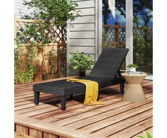 Promotions Gultas su komplektu 150x57x88 cm Juodas rotangas Reguliuojamas lauko baldai