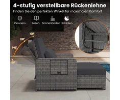 Promotions Gultas su reguliuojama atlošo dalimi 166x70x88 cm Juodas rotangas