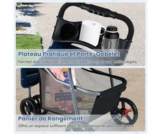 Promotions Gyvūnų vežimėlis, sulankstomas lengvas vežimėlis, 82x45x100 cm, sidabrinis