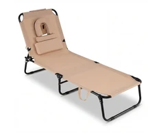 Promotions Įdegio kėdė 166.4–194.3x63.5x33.5 cm Smėlio spalvos sulankstoma