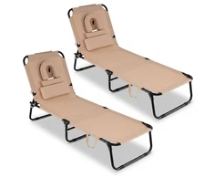 Promotions Įdegio kėdžių komplektas 166.4-194.3x63.5x33.5 cm, smėlio spalvos, sulankstomas