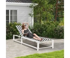Promotions Lauko reguliuojama poilsio gultas terasai, 200.7x68.6x30.5 cm, juoda ir balta