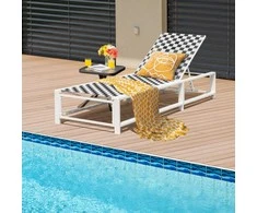 Promotions Lauko reguliuojama poilsio gultas terasai, 200.7x68.6x30.5 cm, juoda ir balta