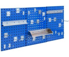 Promotions Įrankių organizatoriaus rinkinys su pegboard, metalas, 120x60x2 cm, tamsiai mėlynas