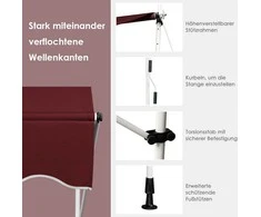 Promotions Ištraukiamas markizės stogelis, 400x200-300 cm, raudonas