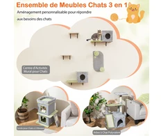 Promotions Katės baldų rinkinys, 3 viename katės veiklos centras, 60x30x30 cm, pilka