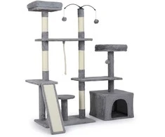 Promotions Kačių draskyklė, 121x70x136 cm, pilka, sizalinis draskymo baldas