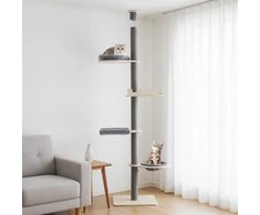 Promotions Kačių draskyklė, 5 aukštų nuo grindų iki lubų reguliuojama, 58x58x236-271 cm, pilka, medinė