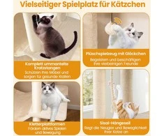 Promotions Kačių draskyklė, 91.5x59x205 cm, smėlio spalvos, su sizalio draskymo stulpais