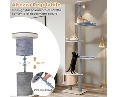 Promotions Kačių draskyklė, reguliuojamas aukštis 59x48x236-271 cm, pilka, mediniai baldai