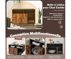 Promotions Kačių kraiko dėžės uždangalas, 90x50x70 cm, juoda ruda