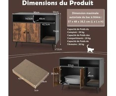 Promotions Kačių kraiko dėžės uždangalas, 90x50x70 cm, juoda ruda