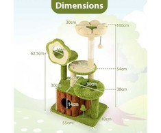 Promotions Kačių medis, kamieno kotedžas ir gėlių stovas, žalias