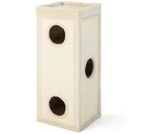 Promotions Kačių namelis 40,6x40,6x99,1 cm natūralus pliušas, draskyklės stulpeliai