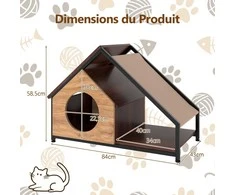 Promotions Kačių namelis, medinis vidaus kačių namelis su veranda, 84x43x58.5 cm