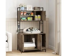 Promotions Kačių tualeto dėžės spintelė 78x51x137 cm pilka, su laikymo lentynomis