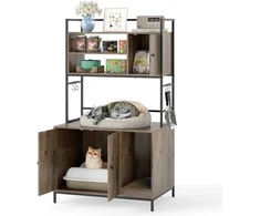 Promotions Kačių tualeto dėžės spintelė 78x51x137 cm pilka, su laikymo lentynomis