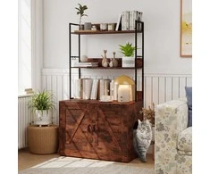 Promotions Kačių tualeto dėžės spintelė, 80x48x145 cm, ruda, metalinis rėmas
